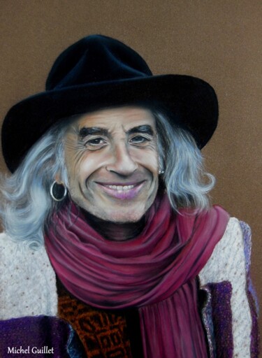 Desenho intitulada "Dominique  "Kokopel…" por Michel Guillet, Obras de arte originais, Pastel