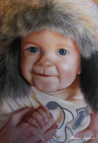 Drawing titled "Petit Pierre-Luc" by Michel Guillet, Original Artwork, Pastel