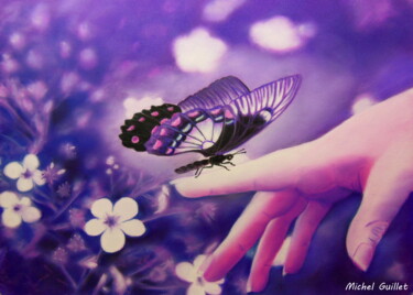 Рисунок под названием ""Butterfly"" - Michel Guillet, Подлинное произведение искусства, Пастель