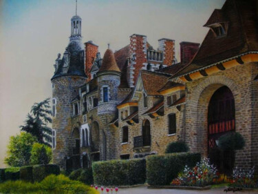 Desenho intitulada "Château de Dames -…" por Michel Guillet, Obras de arte originais, Pastel