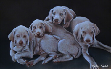 Dibujo titulada "La sieste ....." por Michel Guillet, Obra de arte original, Pastel