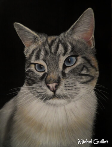 Drawing titled "Lilou" by Michel Guillet, Original Artwork, Pastel