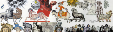 Collages intitulée "01 Bélier" par Hosszu, Œuvre d'art originale, Impression numérique