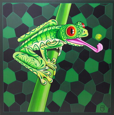 Painting titled "La Grenouille Glout…" by Michel Jegerlehner, Original Artwork, Acrylic