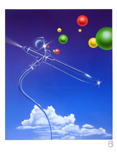 Schilderij getiteld "Aérographe sphères…" door Michel Jegerlehner, Origineel Kunstwerk, Airbrush