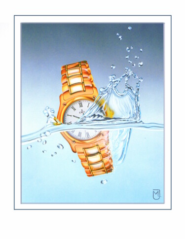 Malerei mit dem Titel "Montre Splash" von Michel Jegerlehner, Original-Kunstwerk, Airbrush