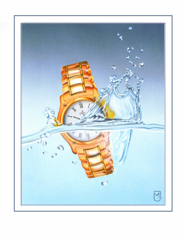 Painting titled "Montre Splash" by Michel Jegerlehner, Original Artwork, Airbrush