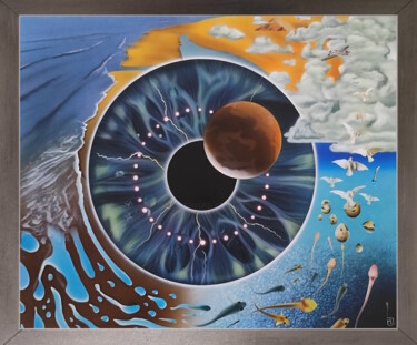 Malerei mit dem Titel "Pulse - Pink Floyd" von Michel Jegerlehner, Original-Kunstwerk, Airbrush