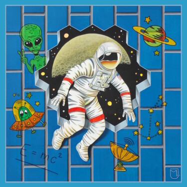 Malarstwo zatytułowany „Astronaute 1969” autorstwa Michel Jegerlehner, Oryginalna praca, Akryl