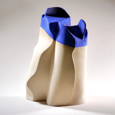 Sculpture intitulée "Du bleu dans la tête" par Michel Lacroix, Œuvre d'art originale, Argile