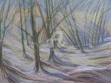 Painting titled "Un hiver" by Michel Lacroix, Original Artwork, Pastel