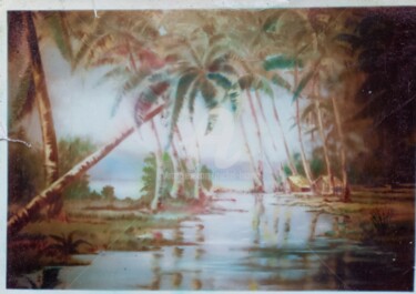 Painting titled "Tahiti" by Michel Lacroix, Original Artwork, Pigments