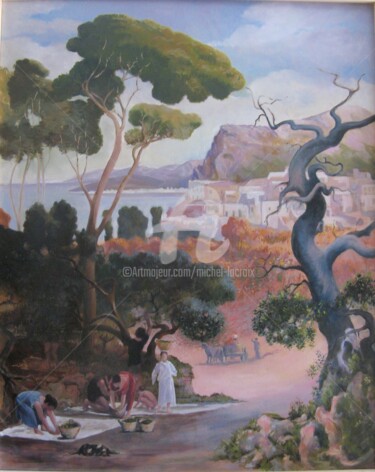 Painting titled "Copie d' une oeuvre…" by Michel Lacroix, Original Artwork, Oil