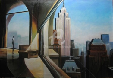 Pintura intitulada "copie empire state…" por Michel Lacroix, Obras de arte originais