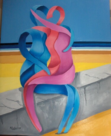 Pintura titulada "les amoureux de pey…" por Michel Lefresne, Obra de arte original, Oleo