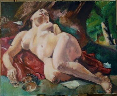 Peinture intitulée "L'endormie" par Michel Leonard (Drano), Œuvre d'art originale