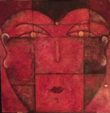 Peinture intitulée "bouddha-rouge-n-1-h…" par Michel Loufrani, Œuvre d'art originale, Huile