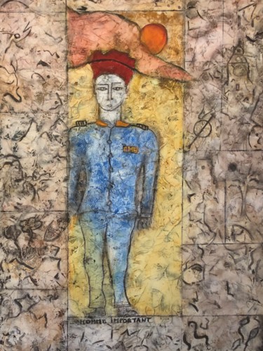 Peinture intitulée "Homme important" par Michel Loufrani, Œuvre d'art originale, Huile