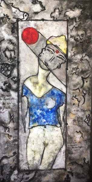 Peinture intitulée "Eros bouddha" par Michel Loufrani, Œuvre d'art originale, Huile