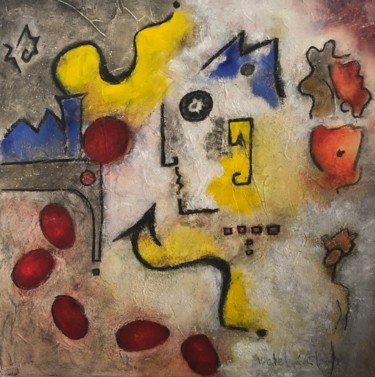 Peinture intitulée "Les galets rouges" par Michel Loufrani, Œuvre d'art originale, Huile