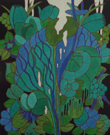 Pintura intitulada "La silhouette fleur…" por Michel Marant, Obras de arte originais, Acrílico Montado em Armação em madeira