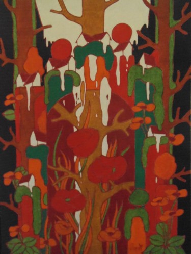 Painting titled "Les arbres et le vi…" by Michel Marant, Original Artwork, Acrylic