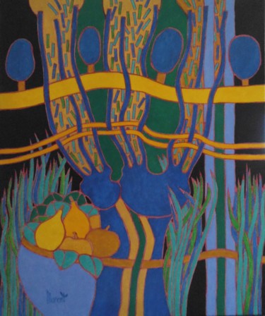 "L'arbre aux fruits…" başlıklı Tablo Michel Marant tarafından, Orijinal sanat, Akrilik Ahşap Sedye çerçevesi üzerine monte e…
