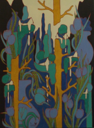Peinture intitulée "Les amphores bleues" par Michel Marant, Œuvre d'art originale, Acrylique