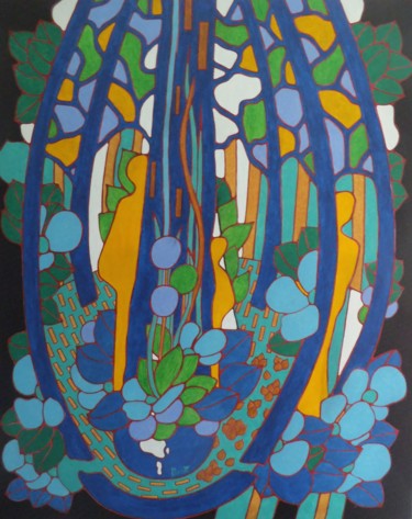 Pittura intitolato "L'arbre aux racines" da Michel Marant, Opera d'arte originale, Acrilico