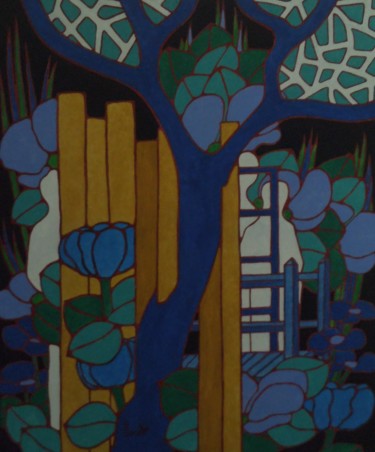 Peinture intitulée "L'arbre au pont" par Michel Marant, Œuvre d'art originale, Acrylique