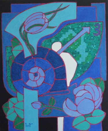 Peinture intitulée "La tulipe et l'hélix" par Michel Marant, Œuvre d'art originale, Acrylique