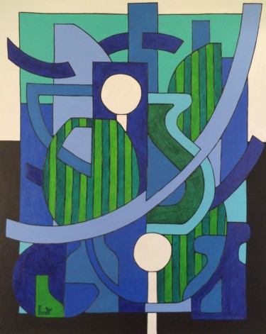 Peinture intitulée "Symphonie de bleus" par Michel Marant, Œuvre d'art originale, Acrylique Monté sur Châssis en bois