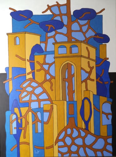Картина под названием "Sanctus Amandus de…" - Michel Marant, Подлинное произведение искусства, Акрил Установлен на Деревянна…