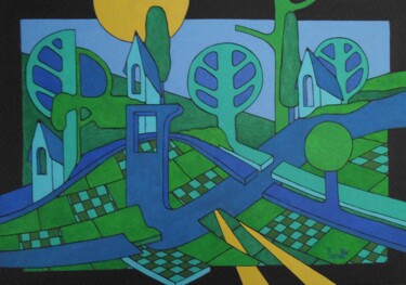 Картина под названием "Rayons de soleil" - Michel Marant, Подлинное произведение искусства, Акрил Установлен на Деревянная р…