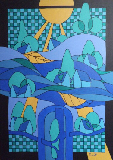 Картина под названием "La porte" - Michel Marant, Подлинное произведение искусства, Акрил Установлен на Деревянная рама для…