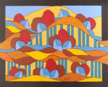Peinture intitulée "Champs de céréales" par Michel Marant, Œuvre d'art originale, Acrylique Monté sur Châssis en bois