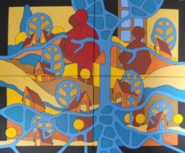 Pittura intitolato "Silhouette rouge" da Michel Marant, Opera d'arte originale, Acrilico Montato su Telaio per barella in le…