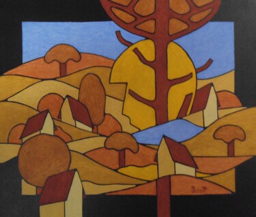 Peinture intitulée "Silhouette jaune" par Michel Marant, Œuvre d'art originale, Acrylique Monté sur Châssis en bois
