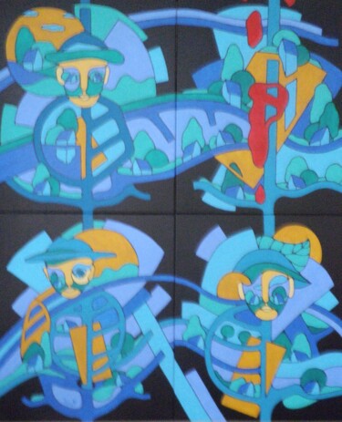 Картина под названием "Réflexion" - Michel Marant, Подлинное произведение искусства, Акрил Установлен на Деревянная рама для…