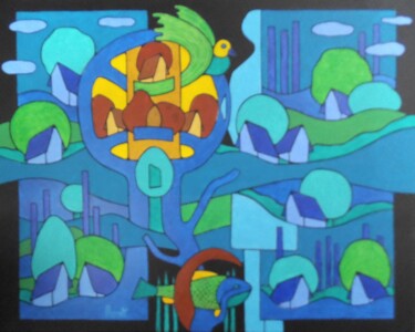 Pintura titulada "AIR - EAU" por Michel Marant, Obra de arte original, Acrílico Montado en Bastidor de camilla de madera