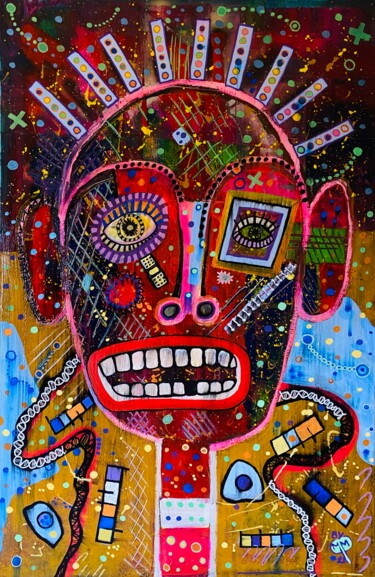 Pintura titulada "ADN acide désoxyrib…" por Michel Martin, Obra de arte original, Acrílico Montado en Bastidor de camilla de…