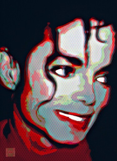 Digital Arts titled "MICHAEL JACKSON  I" by Michel Martin, Original Artwork, 2D Digital Work Mounted on Aluminium