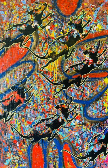 Картина под названием "BANKSY-JACKSON" - Michel Martin, Подлинное произведение искусства, Акрил Установлен на Деревянная рам…