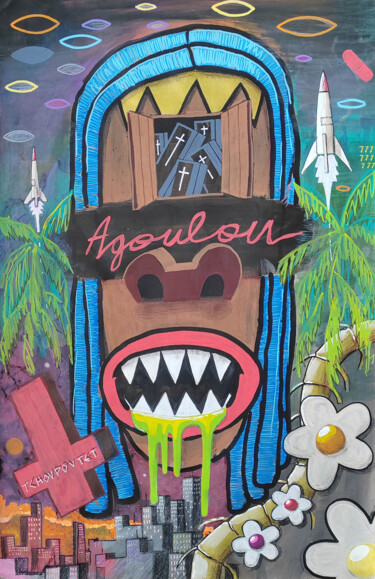 Dessin intitulée "Agoulou" par Michel Martinon (Mespao), Œuvre d'art originale, Acrylique