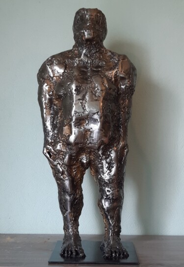 Skulptur mit dem Titel "homme fort" von Michel Marzin, Original-Kunstwerk, Metalle