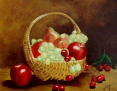 Peinture intitulée "Panier de fruits" par Michel Maszczyk, Œuvre d'art originale