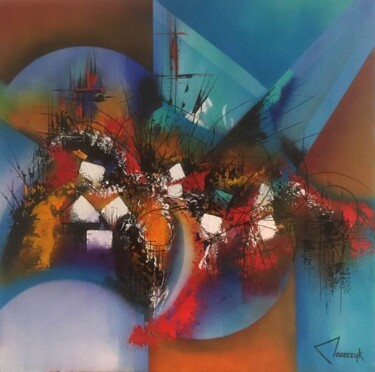 Painting titled "Imagine" by Michel Maszczyk, Original Artwork, Acrylic Mounted on Wood Stretcher frame