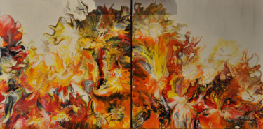 Peinture intitulée "Evocation florale (…" par Michel Maszczyk, Œuvre d'art originale, Acrylique Monté sur Châssis en bois