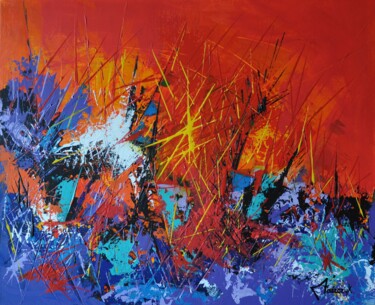 Painting titled "Explosion Lyrique" by Michel Maszczyk, Original Artwork, Acrylic Mounted on Wood Stretcher frame