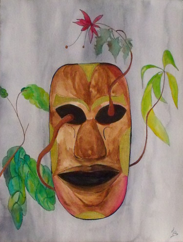 Painting titled "Le grotesque" by Michel Mercier (Mike), Original Artwork, Watercolor